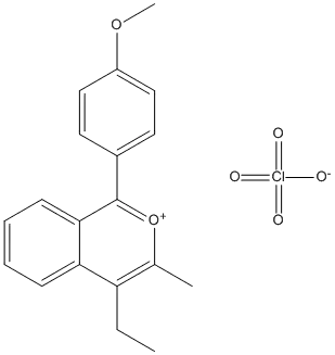 Molecular Structure of 1616-34-8 (2-Benzopyrylium, 4-ethyl-1-(4-methoxyphenyl)-3-methyl-, perchlorate)